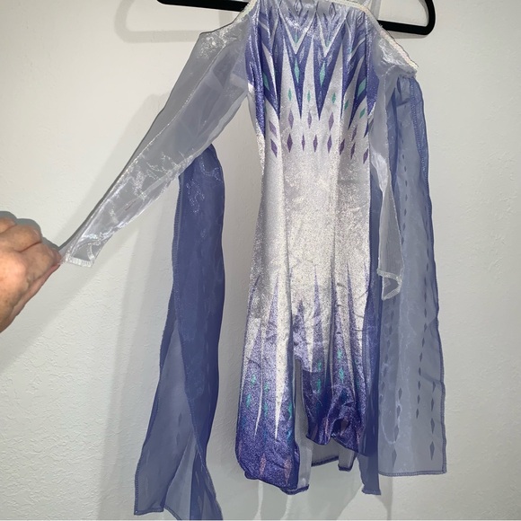 Disney frozen Elsa Princess pretend play costume dress blue white mesh arms 4-6 - Picture 6 of 12